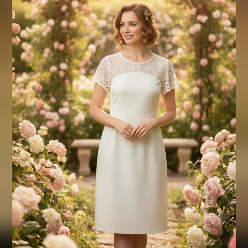 Banana Republic cream Romantic lace dress 8